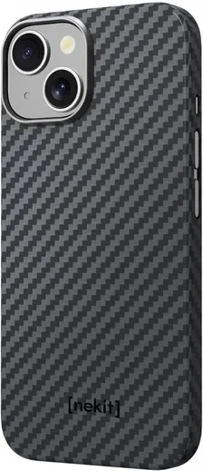 NEKIT Fiber Apple iPhone 15 Hoesje MagSafe Kevlar Back Cover Dun Zwart afbeelding 15