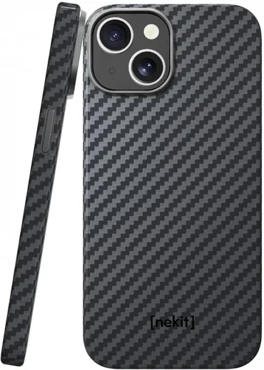 NEKIT Fiber Apple iPhone 15 Hoesje MagSafe Kevlar Back Cover Dun Zwart afbeelding 12