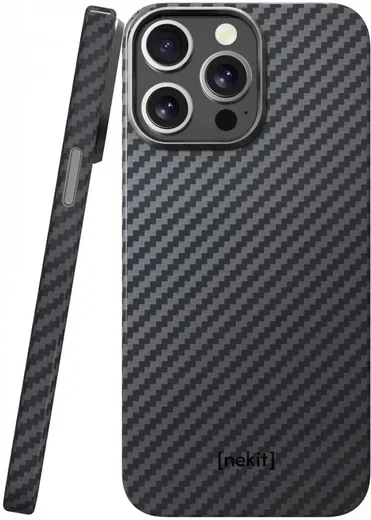 NEKIT Fiber Apple iPhone 14 Pro Hoesje MagSafe Kevlar Back Cover Dun Zwart afbeelding 13