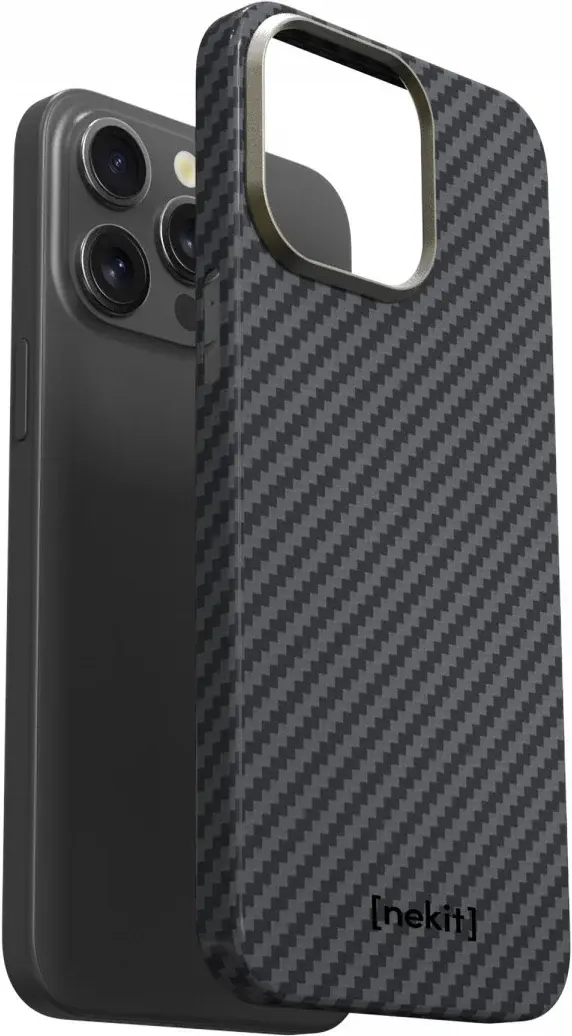 NEKIT Fiber Apple iPhone 14 Pro Hoesje MagSafe Kevlar Back Cover Dun Zwart afbeelding 14