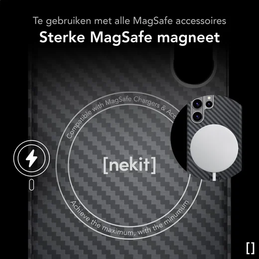 NEKIT Fiber Samsung Galaxy S24 Ultra Hoesje MagSafe Kevlar Back Cover Dun Zwart afbeelding 7