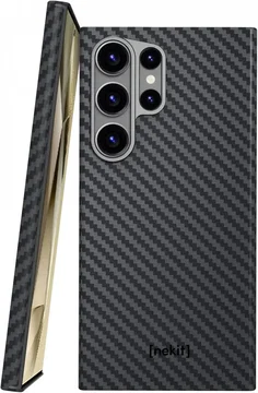 NEKIT Fiber Samsung Galaxy S24 Ultra Hoesje MagSafe Kevlar Back Cover Dun Zwart