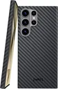 NEKIT Fiber Samsung Galaxy S24 Ultra Hoesje MagSafe Kevlar Back Cover Dun Zwart