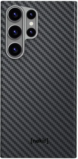 NEKIT Fiber Samsung Galaxy S24 Ultra Hoesje MagSafe Kevlar Back Cover Dun Zwart afbeelding 15