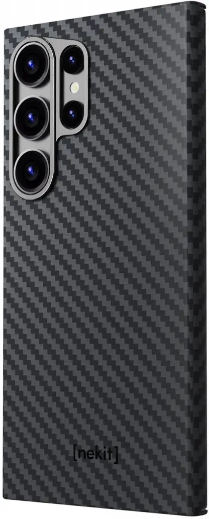 NEKIT Fiber Samsung Galaxy S24 Ultra Hoesje MagSafe Kevlar Back Cover Dun Zwart afbeelding 16