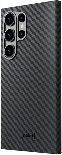 NEKIT Fiber Samsung Galaxy S24 Ultra Hoesje MagSafe Kevlar Back Cover Dun Zwart afbeelding 16