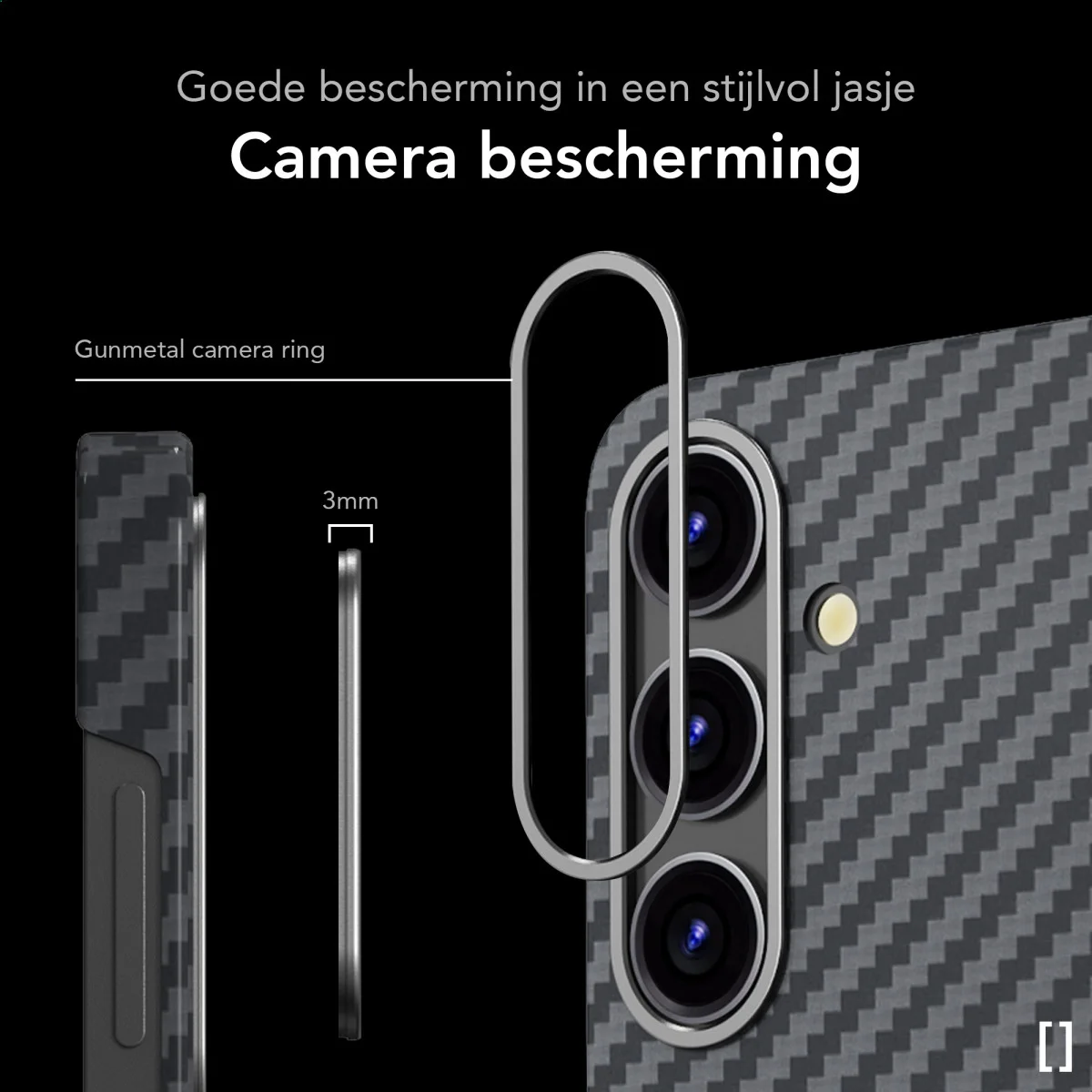 NEKIT Fiber Samsung Galaxy S24 Plus Hoesje MagSafe Kevlar Back Cover Dun Zwart afbeelding 4