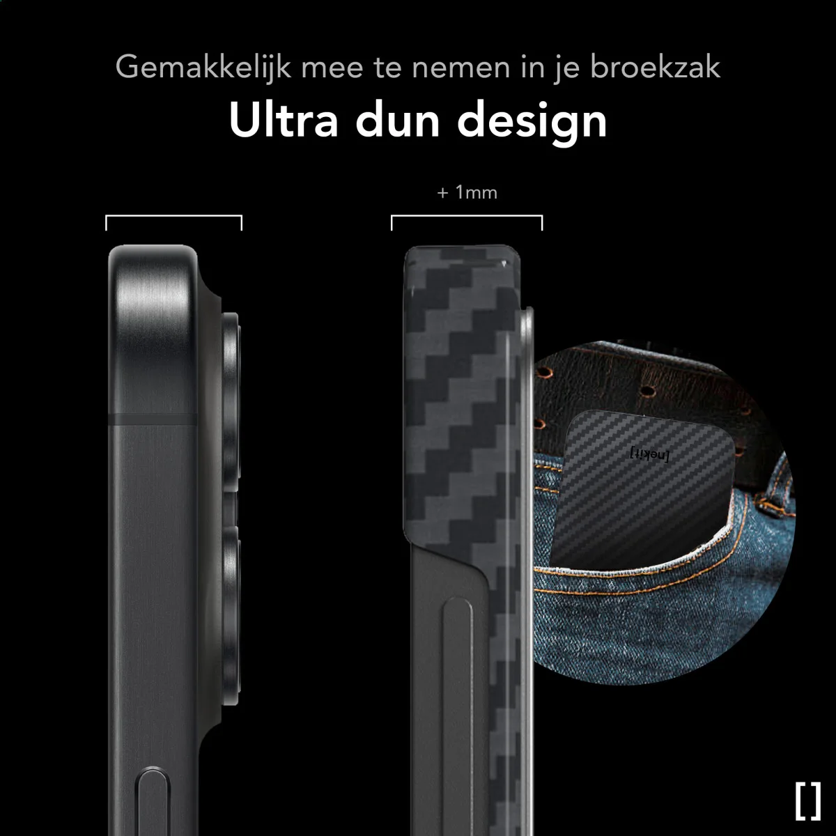 NEKIT Fiber Samsung Galaxy S24 Plus Hoesje MagSafe Kevlar Back Cover Dun Zwart afbeelding 5