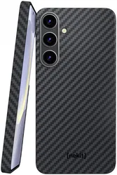 NEKIT Fiber Samsung Galaxy S24 Plus Hoesje MagSafe Kevlar Back Cover Dun Zwart afbeelding