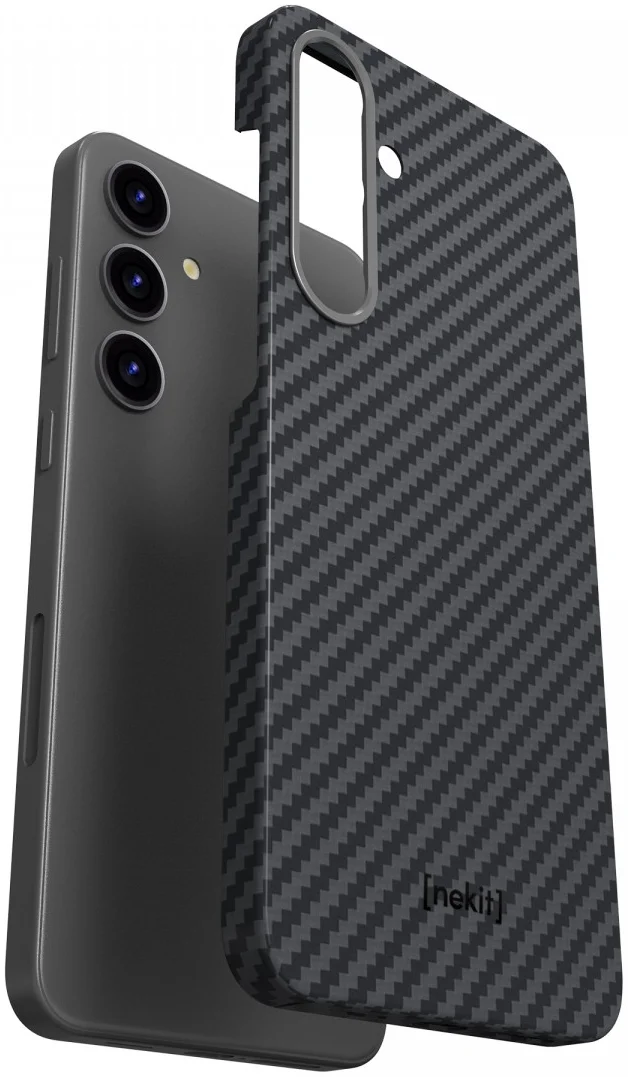 NEKIT Fiber Samsung Galaxy S24 Plus Hoesje MagSafe Kevlar Back Cover Dun Zwart afbeelding 13
