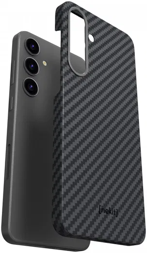 NEKIT Fiber Samsung Galaxy S24 Plus Hoesje MagSafe Kevlar Back Cover Dun Zwart afbeelding 13
