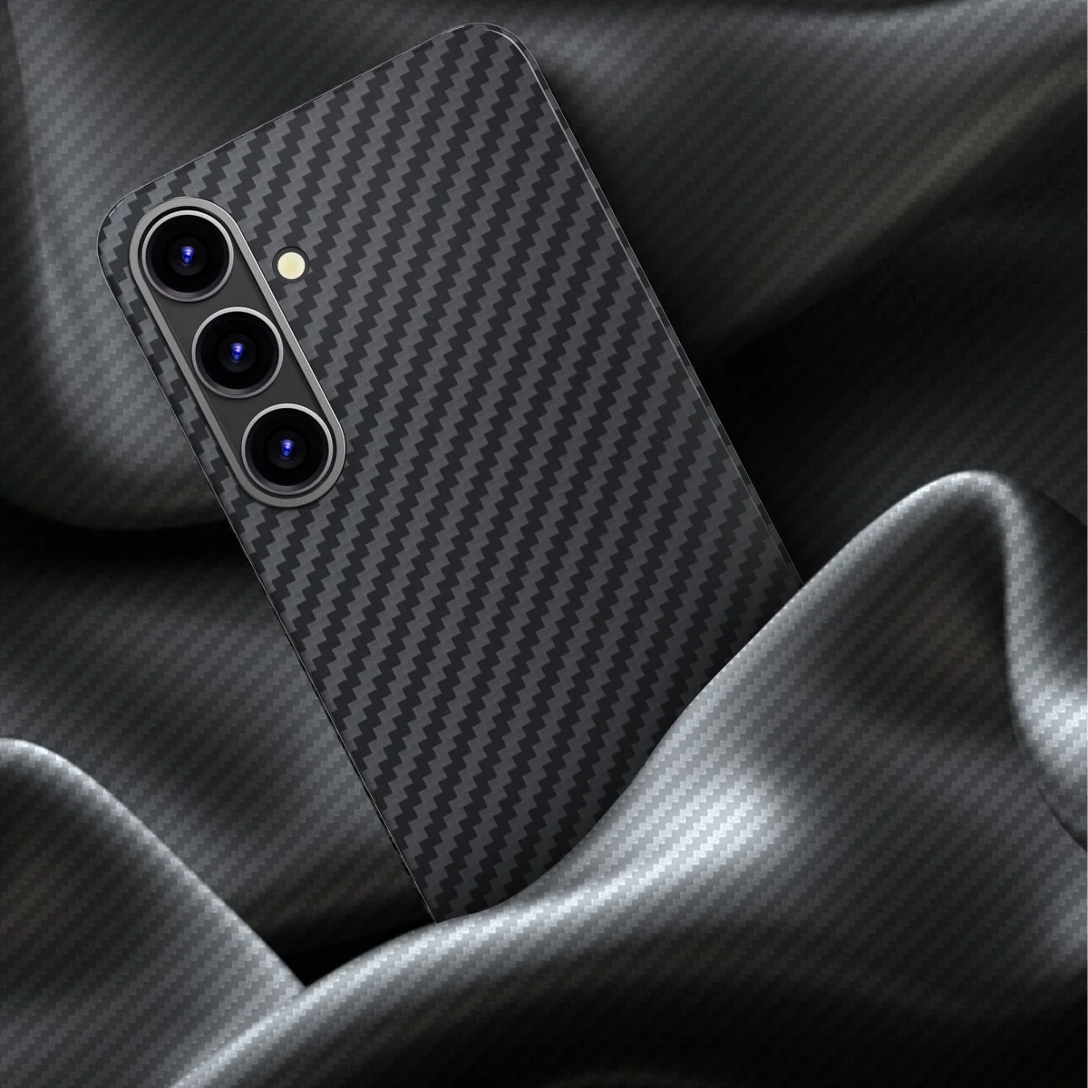 NEKIT Fiber Samsung Galaxy S24 Plus Hoesje MagSafe Kevlar Back Cover Dun Zwart afbeelding 9