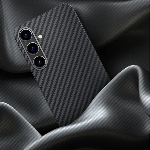 NEKIT Fiber Samsung Galaxy S24 Plus Hoesje MagSafe Kevlar Back Cover Dun Zwart afbeelding 9