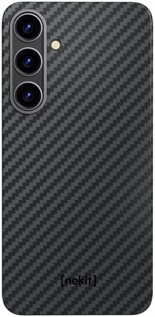 NEKIT Fiber Samsung Galaxy S24 Plus Hoesje MagSafe Kevlar Back Cover Dun Zwart afbeelding 14