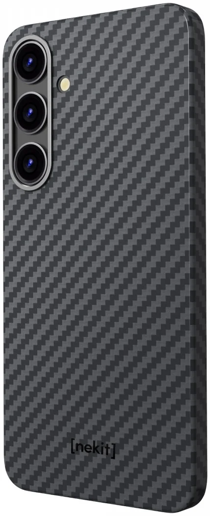 NEKIT Fiber Samsung Galaxy S24 Plus Hoesje MagSafe Kevlar Back Cover Dun Zwart afbeelding 15