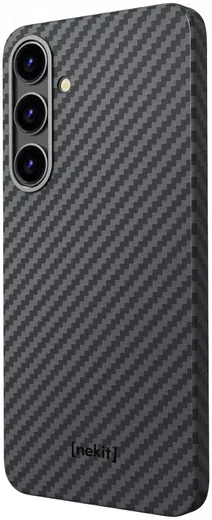 NEKIT Fiber Samsung Galaxy S24 Plus Hoesje MagSafe Kevlar Back Cover Dun Zwart afbeelding 15