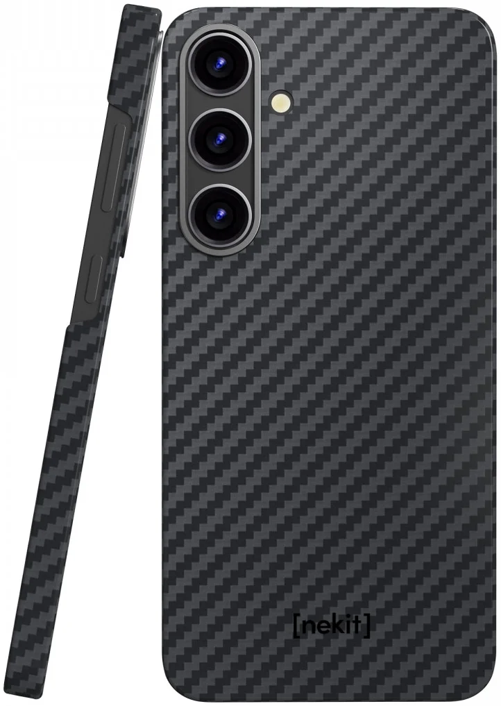 NEKIT Fiber Samsung Galaxy S24 Plus Hoesje MagSafe Kevlar Back Cover Dun Zwart afbeelding 12