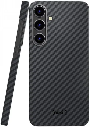 NEKIT Fiber Samsung Galaxy S24 Plus Hoesje MagSafe Kevlar Back Cover Dun Zwart afbeelding 12