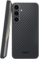 NEKIT Fiber Samsung Galaxy S24 Hoesje MagSafe Kevlar Back Cover Dun Zwart afbeelding