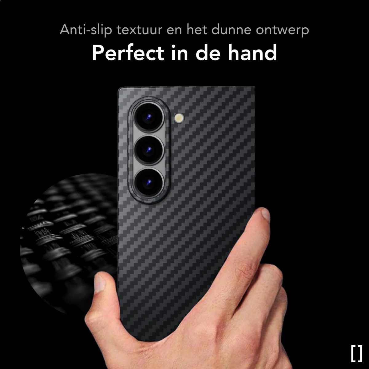 NEKIT Fiber Samsung Galaxy Z Fold 6 Hoesje MagSafe Kevlar Back Cover Dun Zwart afbeelding 7