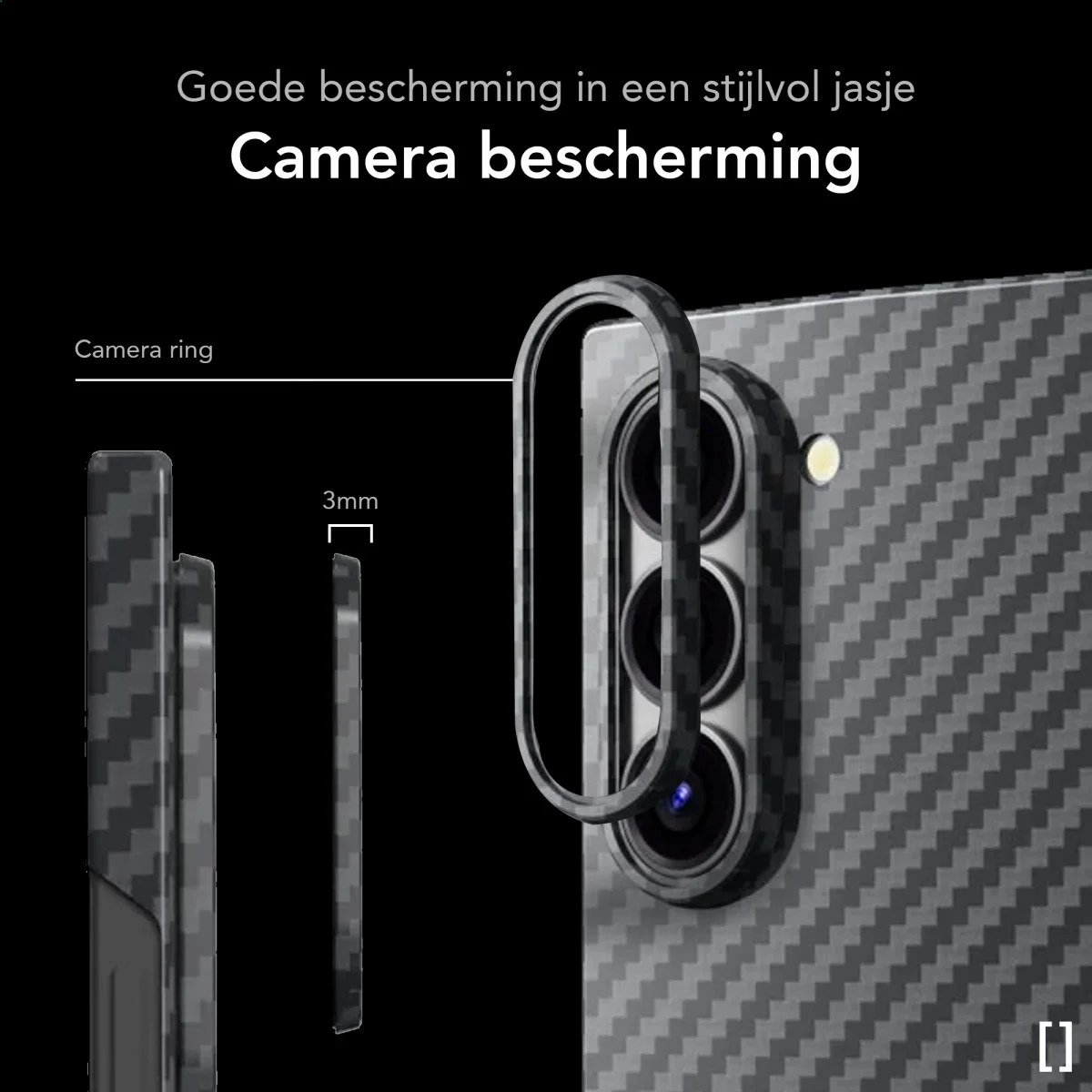 NEKIT Fiber Samsung Galaxy Z Fold 6 Hoesje MagSafe Kevlar Back Cover Dun Zwart afbeelding 4