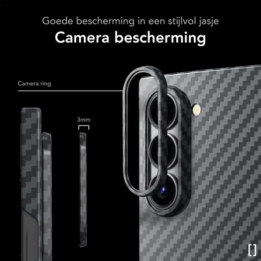 NEKIT Fiber Samsung Galaxy Z Fold 6 Hoesje MagSafe Kevlar Back Cover Dun Zwart afbeelding 4