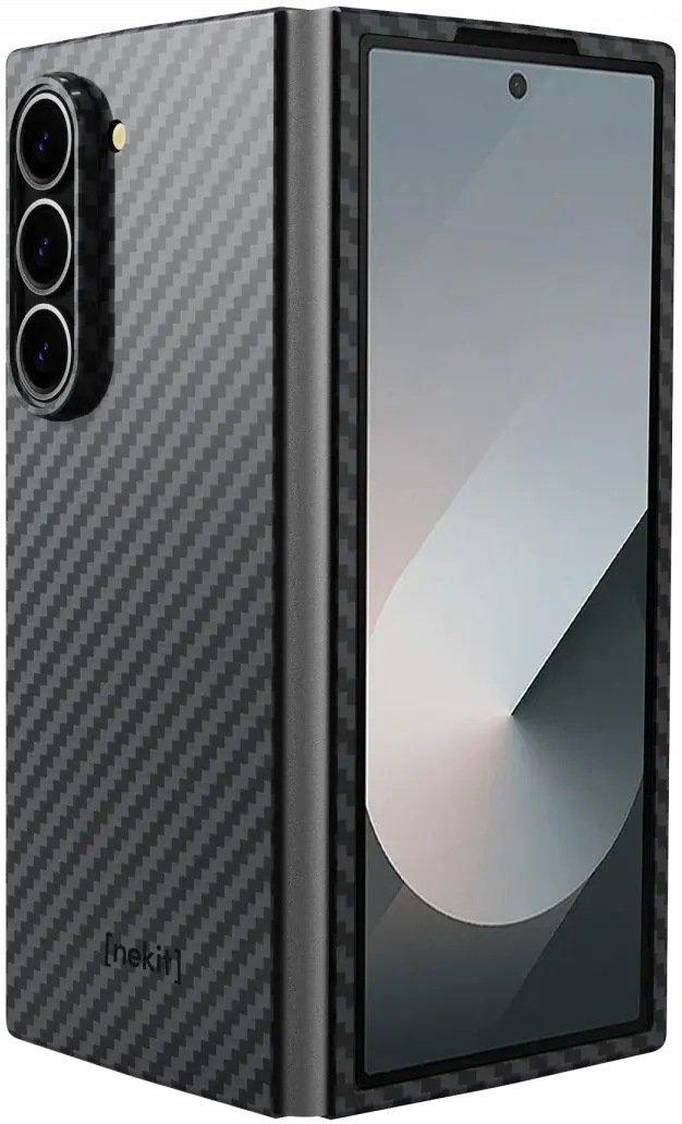 NEKIT Fiber Samsung Galaxy Z Fold 6 Hoesje MagSafe Kevlar Back Cover Dun Zwart afbeelding 2