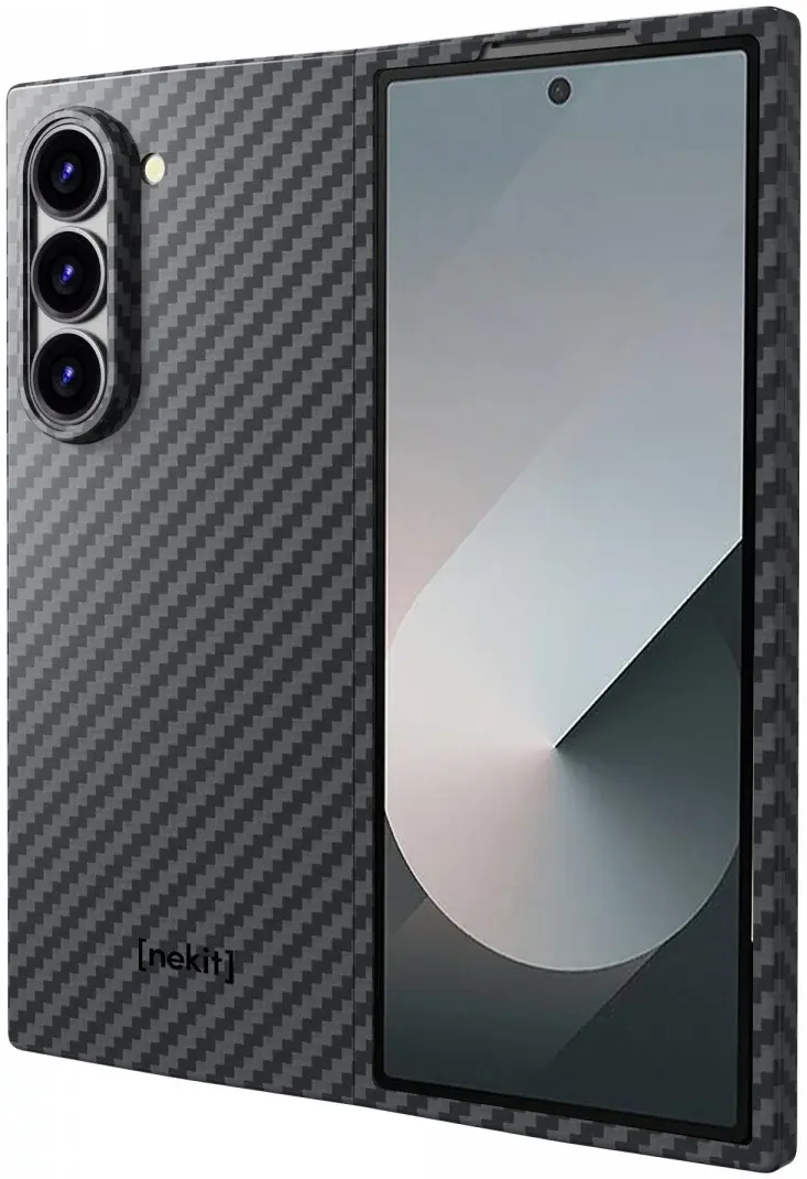 NEKIT Fiber Samsung Galaxy Z Fold 6 Hoesje MagSafe Kevlar Back Cover Dun Zwart afbeelding 12