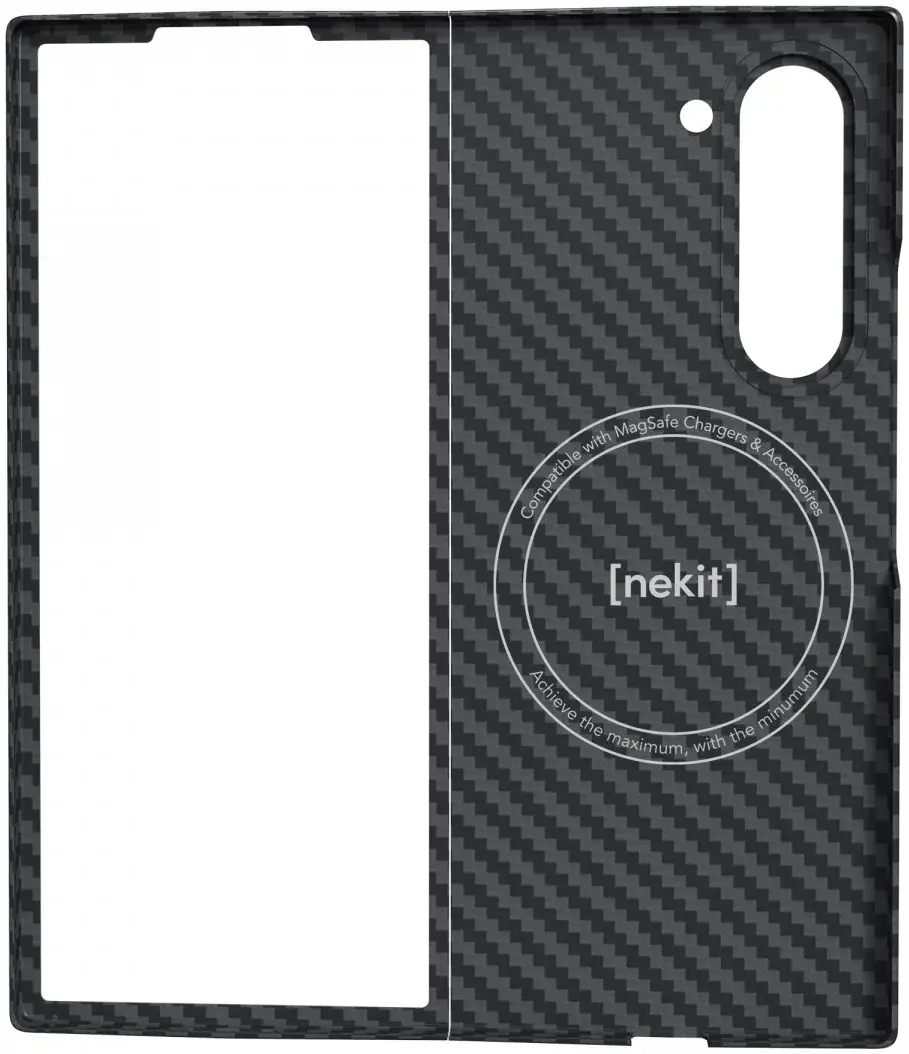 NEKIT Fiber Samsung Galaxy Z Fold 6 Hoesje MagSafe Kevlar Back Cover Dun Zwart afbeelding 14