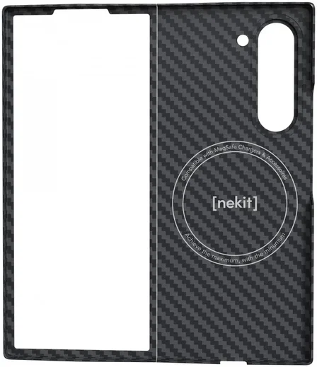 NEKIT Fiber Samsung Galaxy Z Fold 6 Hoesje MagSafe Kevlar Back Cover Dun Zwart afbeelding 14