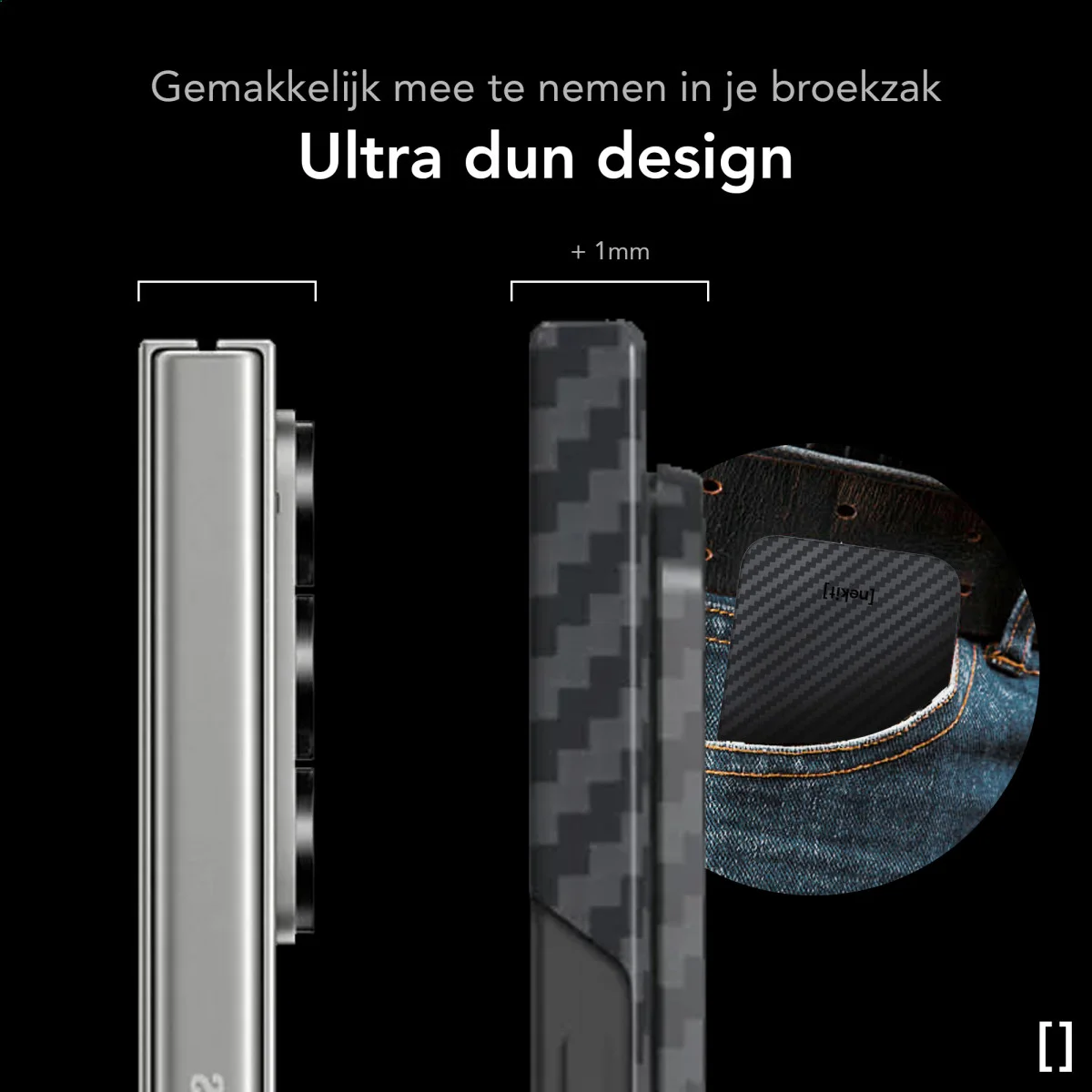 NEKIT Fiber Samsung Galaxy Z Fold 6 Hoesje MagSafe Kevlar Back Cover Dun Zwart afbeelding 5