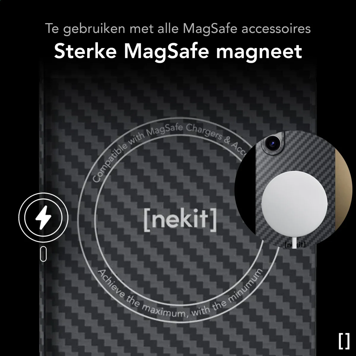 NEKIT Fiber Samsung Galaxy Z Fold 6 Hoesje MagSafe Kevlar Back Cover Dun Zwart afbeelding 6