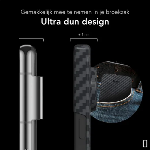 NEKIT Fiber Google Pixel 9 / 9 Pro Hoesje MagSafe Kevlar Back Cover Dun Zwart afbeelding 5