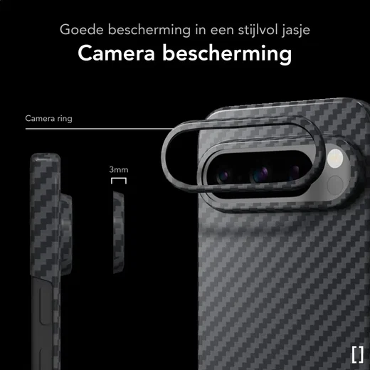NEKIT Fiber Google Pixel 9 / 9 Pro Hoesje MagSafe Kevlar Back Cover Dun Zwart afbeelding 4