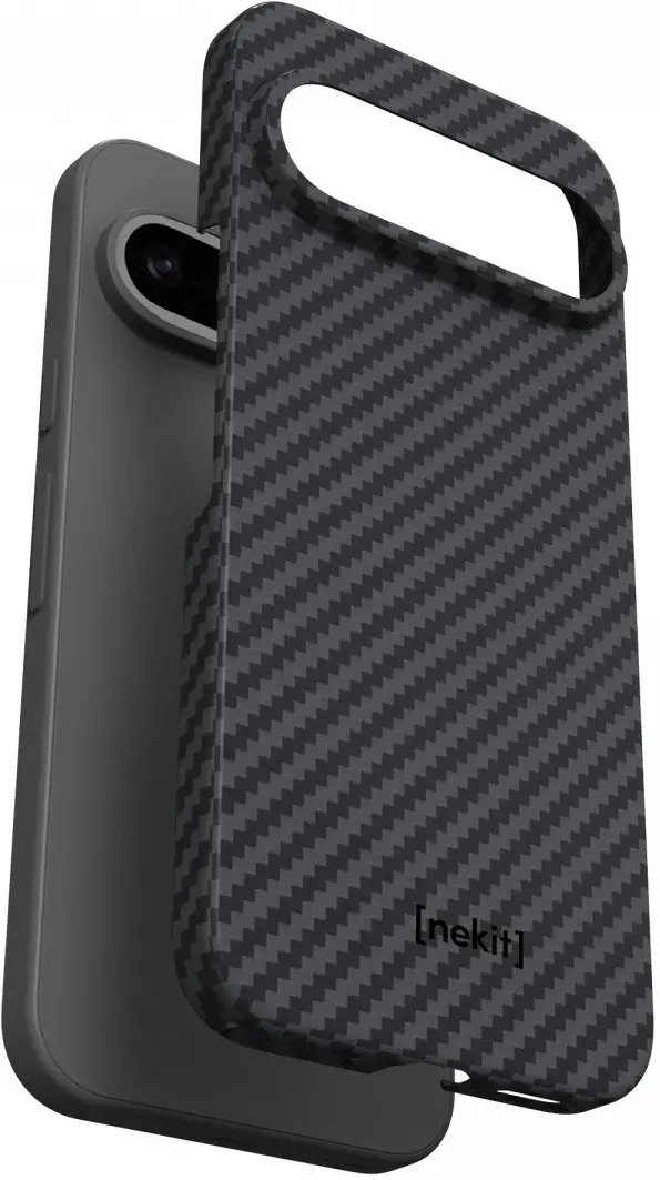 NEKIT Fiber Google Pixel 9 / 9 Pro Hoesje MagSafe Kevlar Back Cover Dun Zwart afbeelding 12