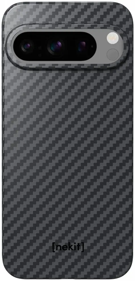 NEKIT Fiber Google Pixel 9 / 9 Pro Hoesje MagSafe Kevlar Back Cover Dun Zwart afbeelding 13