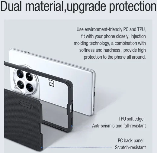 Nillkin Frosted Shield OnePlus 12 Hoesje MagSafe Back Cover Zwart afbeelding 5