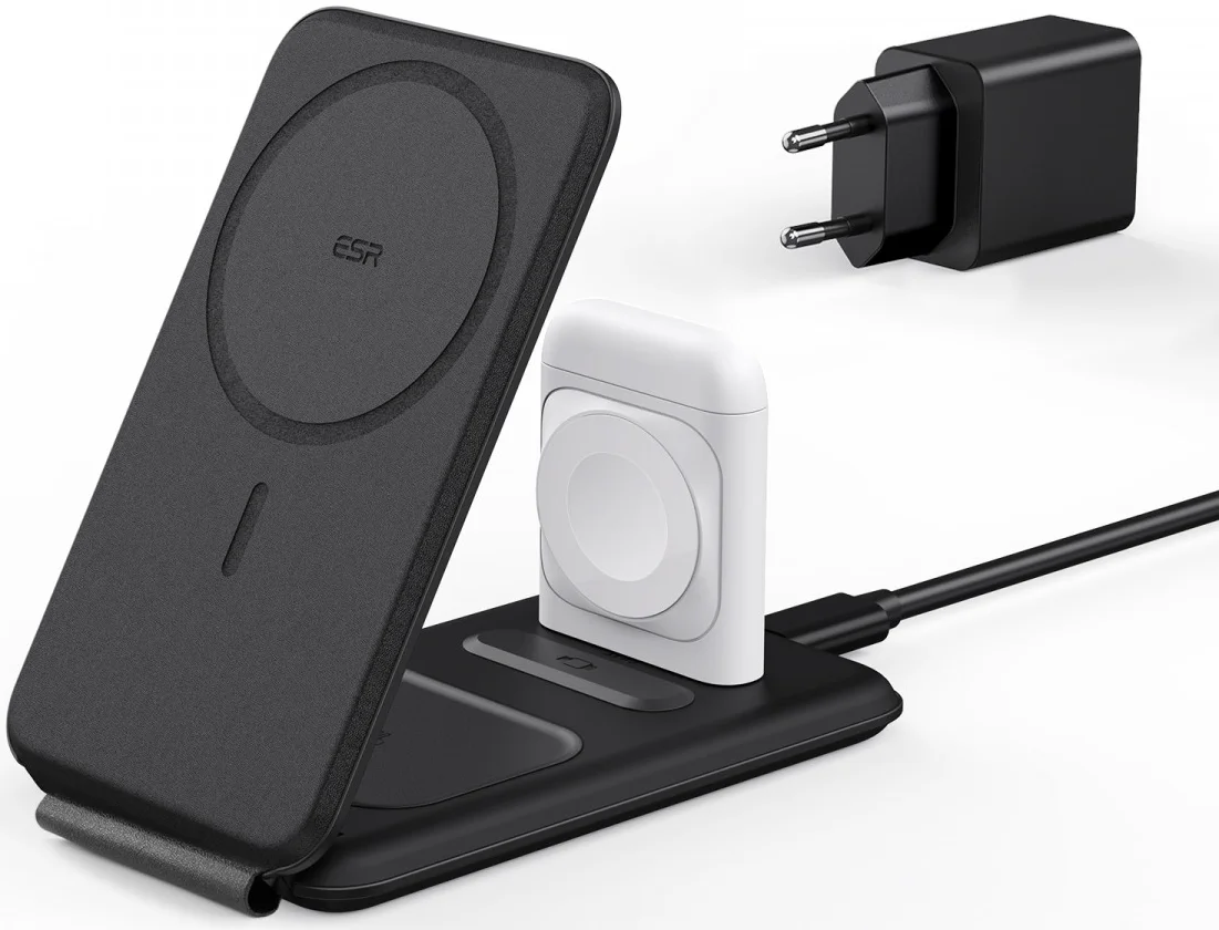 ESR HaloLock MagSafe Oplader iPhone/AirPods/Apple Watch Reisset 15W Zwart afbeelding 11