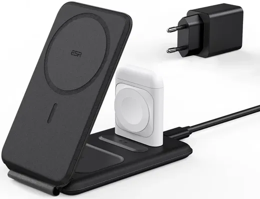 ESR HaloLock MagSafe Oplader iPhone/AirPods/Apple Watch Reisset 15W Zwart afbeelding 11
