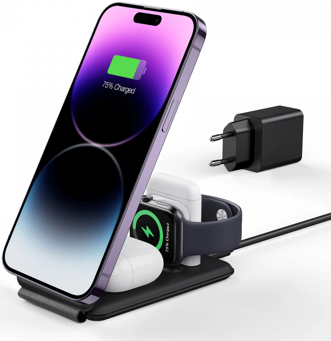 ESR HaloLock MagSafe Oplader iPhone/AirPods/Apple Watch Reisset 15W Zwart afbeelding 2