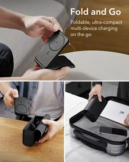 ESR HaloLock MagSafe Oplader iPhone/AirPods/Apple Watch Reisset 15W Zwart afbeelding 4