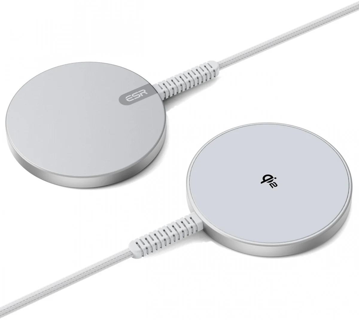 ESR HaloLock Mini Qi2 met MagSafe 15W Draadloze Oplader 1.5M Kabel Zilver afbeelding 2