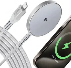 ESR HaloLock Mini Qi2 met MagSafe 15W Draadloze Oplader 1.5M Kabel Zilver afbeelding