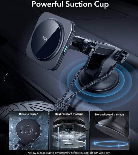 ESR HaloLock Qi2 / MagSafe Telefoonhouder Auto Raam/Dashboard met Opladen 15W afbeelding 8