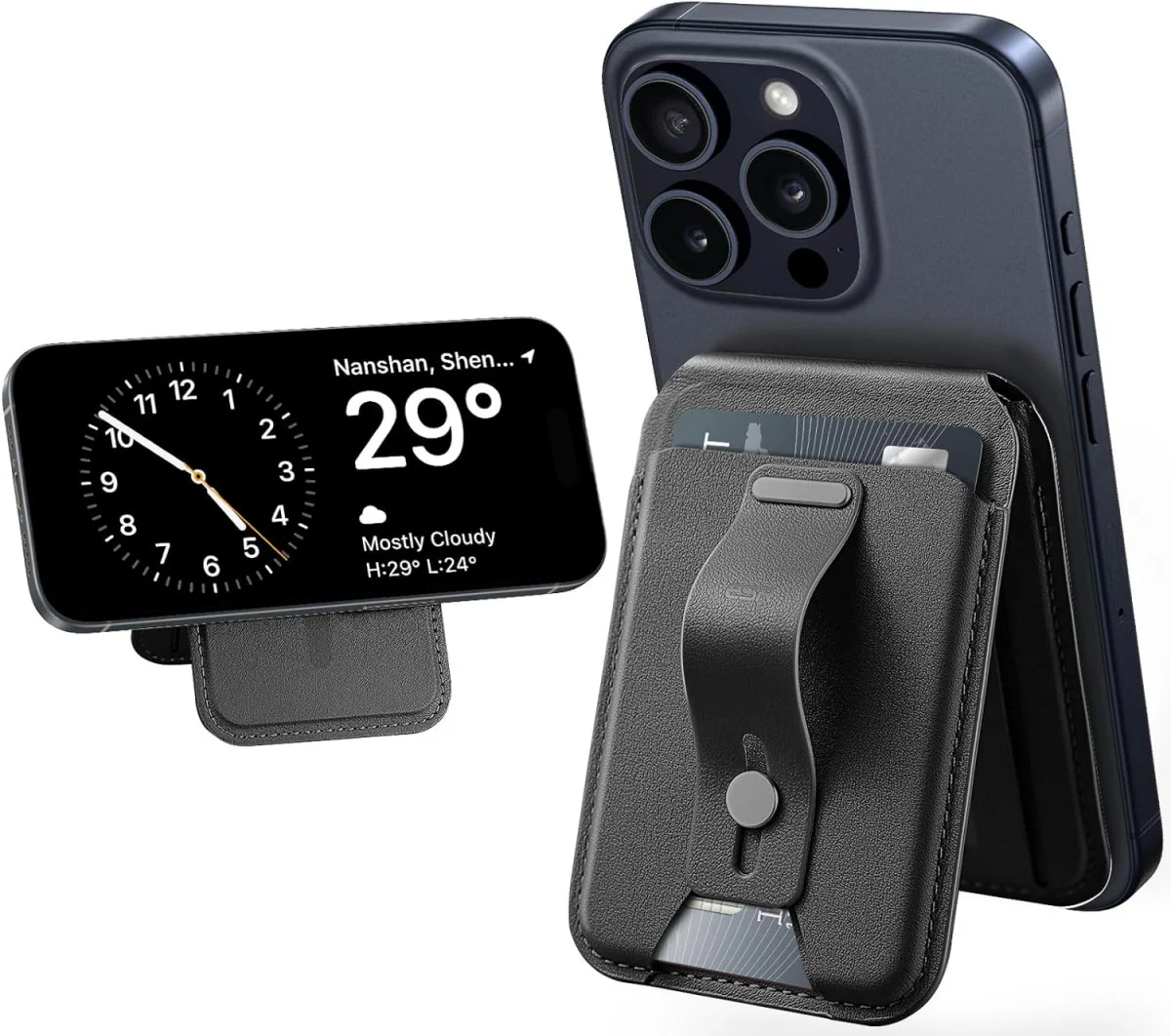 ESR Grip Wallet Stand MagSafe Kaarthouder met Standaard Zwart afbeelding 1