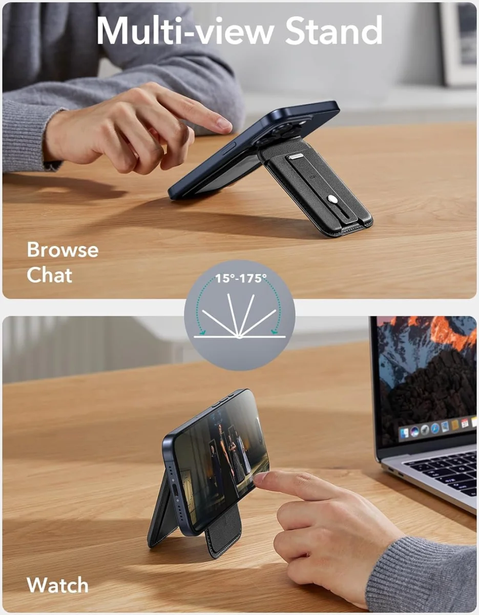 ESR Grip Wallet Stand MagSafe Kaarthouder met Standaard Zwart afbeelding 3