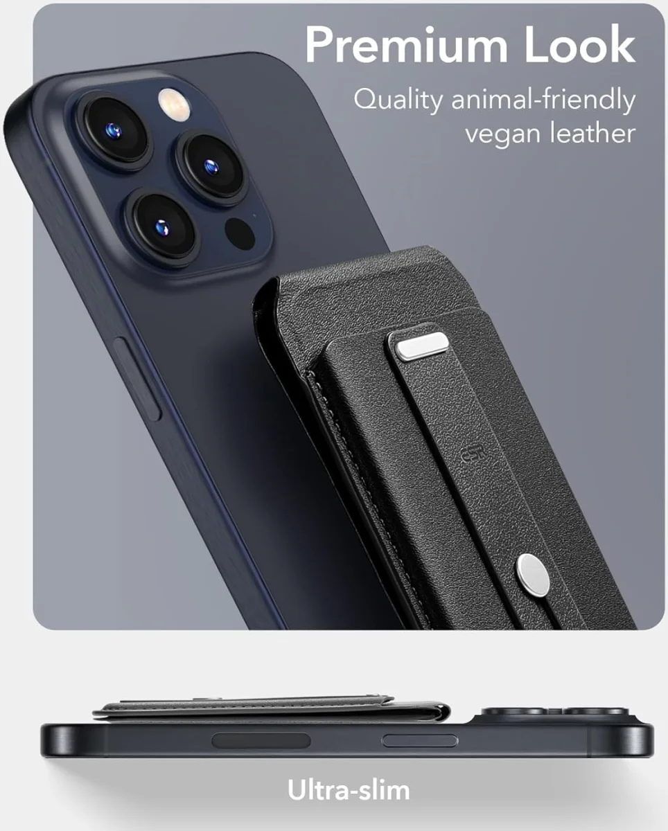 ESR Grip Wallet Stand MagSafe Kaarthouder met Standaard Zwart afbeelding 6