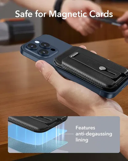 ESR Grip Wallet Stand MagSafe Kaarthouder met Standaard Zwart afbeelding 7