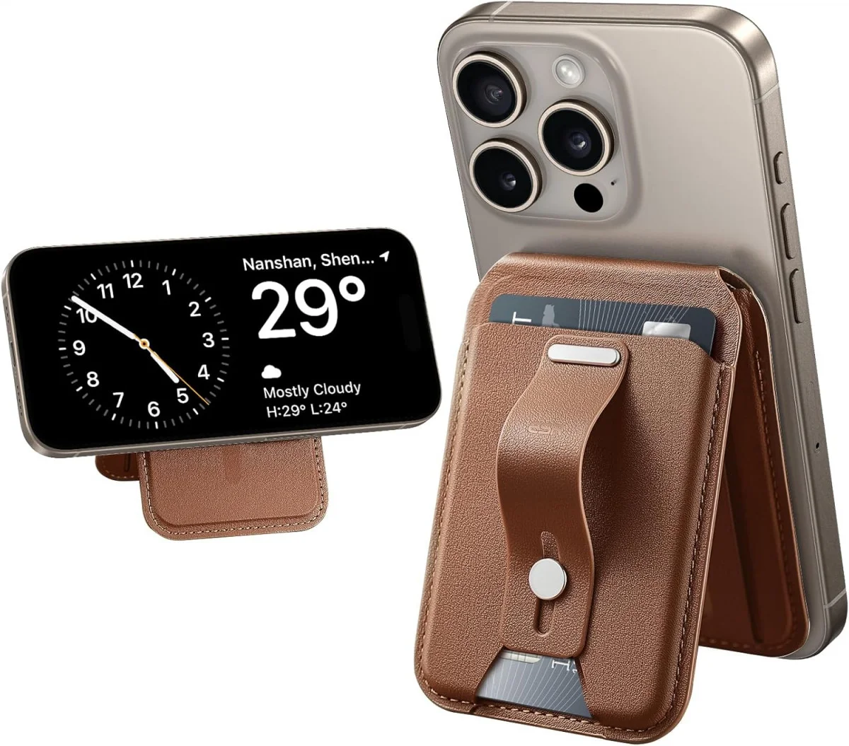 ESR Grip Wallet Stand MagSafe Kaarthouder met Standaard Bruin afbeelding 1