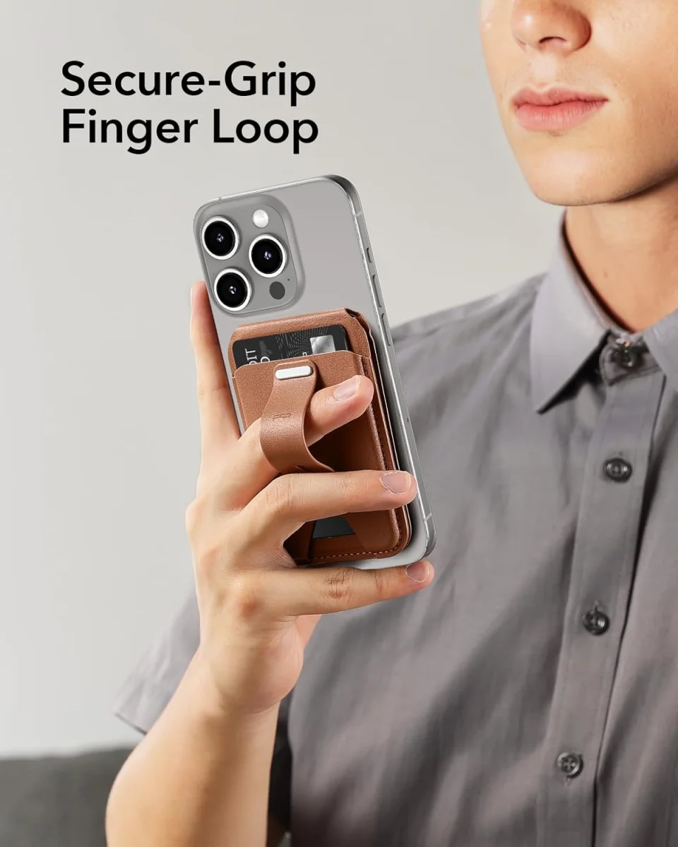 ESR Grip Wallet Stand MagSafe Kaarthouder met Standaard Bruin afbeelding 4